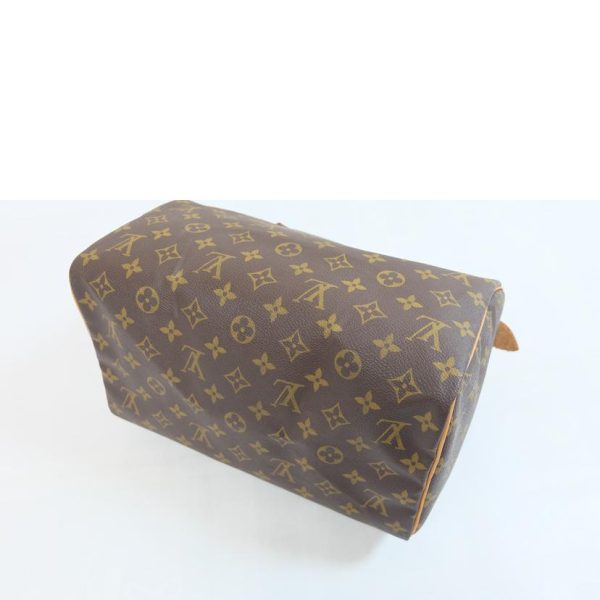 52980 3 Louis Vuitton Speedy Monogram Tote Bag Brown