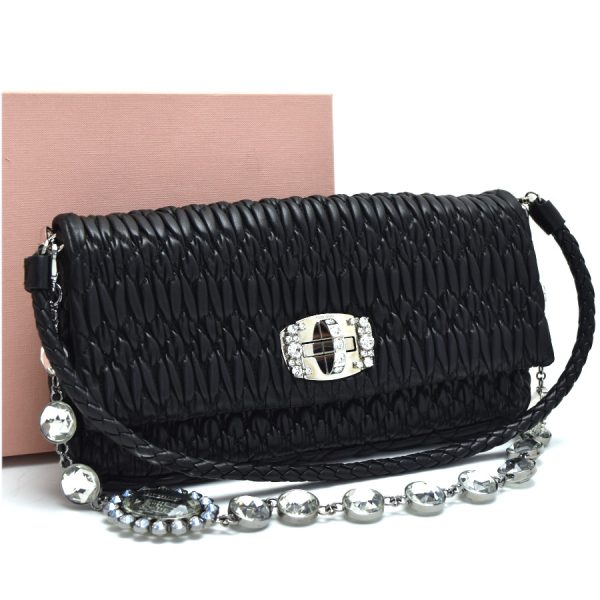 5300000884100236 1 Miu Miu 2way Shoulder Bag Nappa Crystal Black