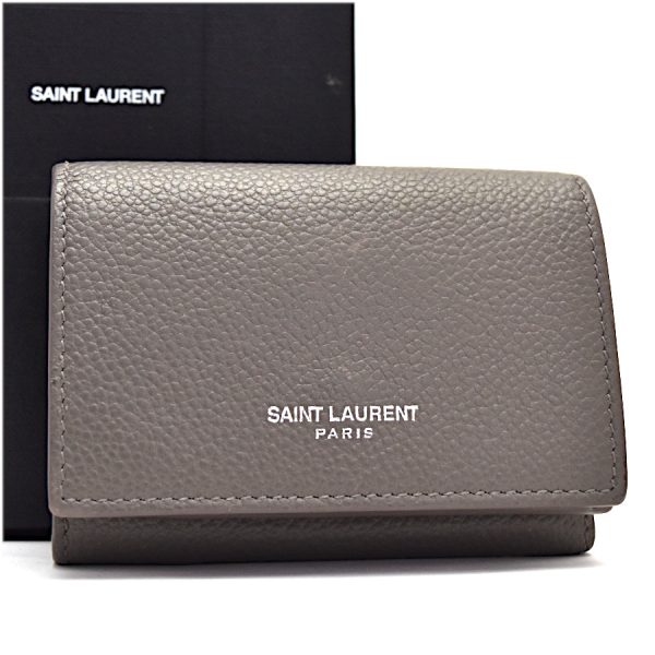 5300015884100019 1 SAINT LAURENT Tiny Compact Wallet Trifold Wallet Leather Gray