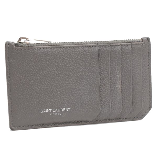 5300020884100016 1 SAINT LAURENT Card Case Coin Case Wallet Leather Gray