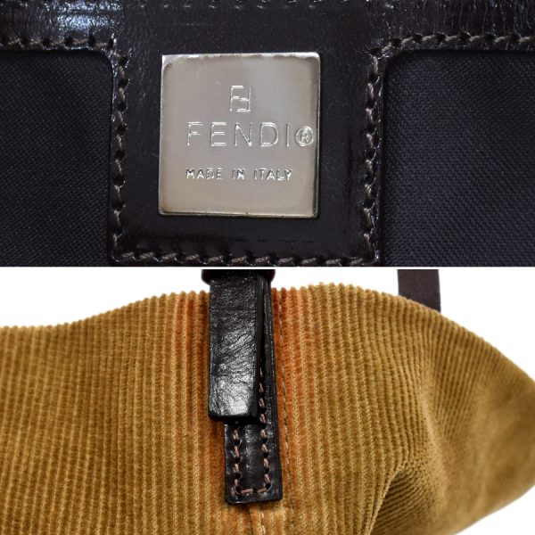 5300021884100242 9 Fendi Handbag One Shoulder FF Corduroy Leather Beige Brown