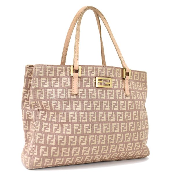 5300021884100309 1 Fendi Zucchino Tote Bag Canvas Pink Beige