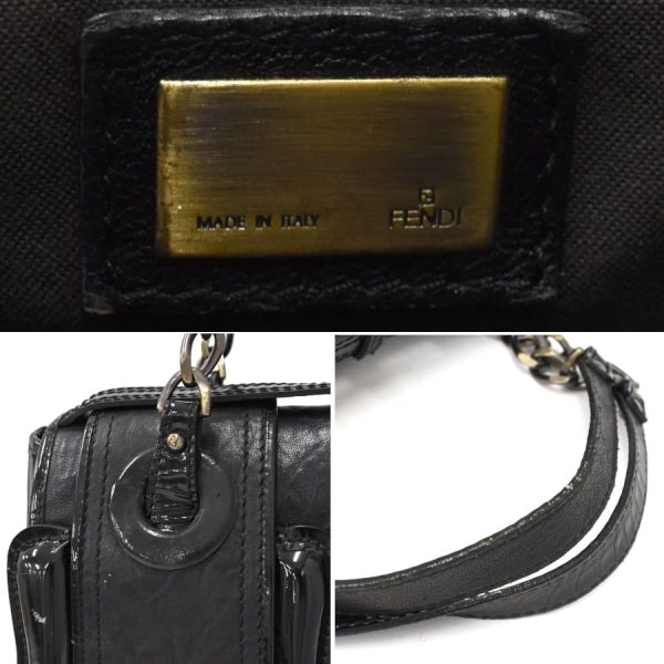 5300021884100432 9 Fendi Enamel Chain Shoulder Bag Black