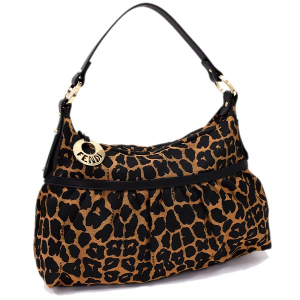 5300021884100446 1 Fendi Leopard Shoulder Bag Canvas Brown