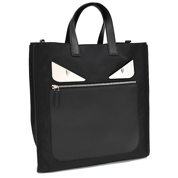 5300021884100470 1 Fendi Monster Tote Bag Nylon Leather Black