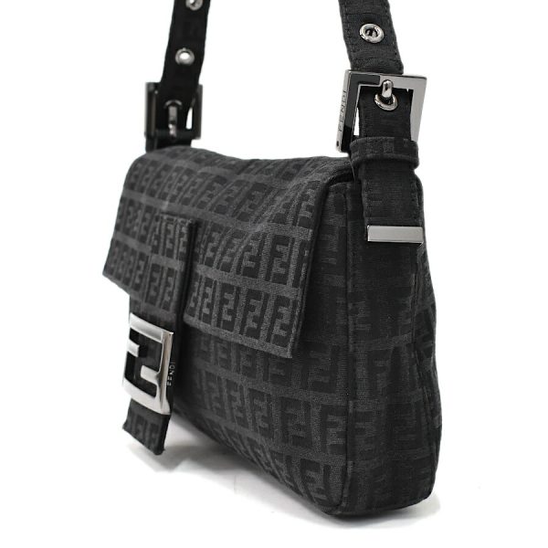 5300021884100532 2 Fendi Zucchino Mamma Baguette Bag Black