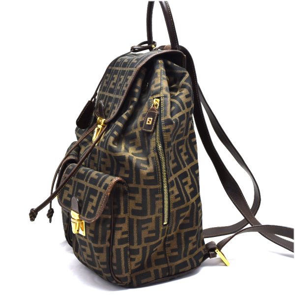 5300021884100540 2 Fendi Rucksack Backpack Zucca Canvas Leather Brown