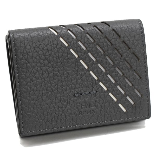 5300022884100022 1 Fendi Compact Wallet Tri fold Wallet Selleria Leather Gray