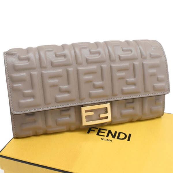 5300022884100027 1 Fendi Baguette Continental Wallet Bifold Leather Dove Gray