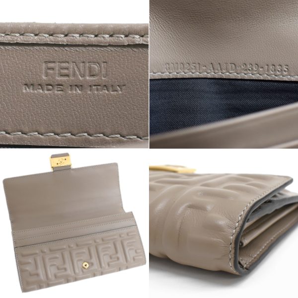 5300022884100027 9 Fendi Baguette Continental Wallet Bifold Leather Dove Gray