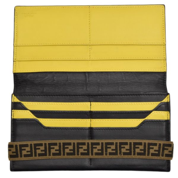 5300022889300007 7 Fendi Long Wallet Continental Leather Black Yellow