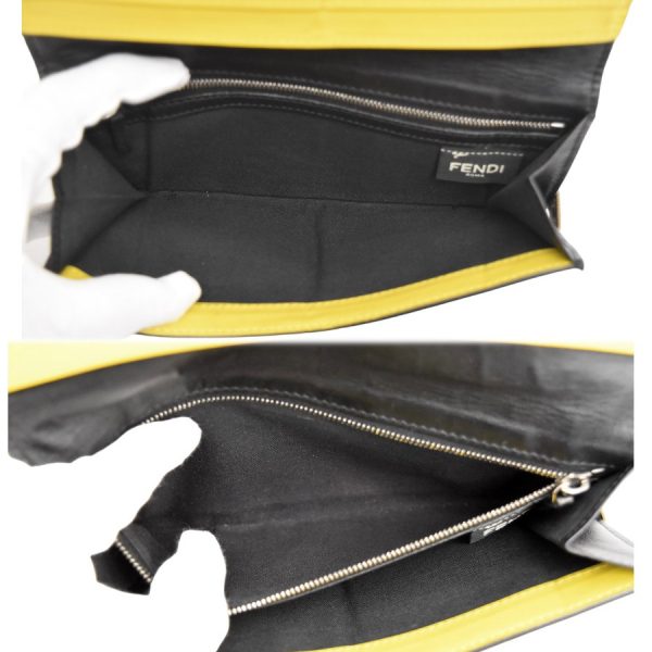 5300022889300007 8 Fendi Long Wallet Continental Leather Black Yellow