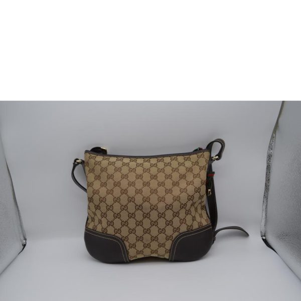 53034 2 Gucci GG Canvas Sherry Line Leather Shoulder Bag