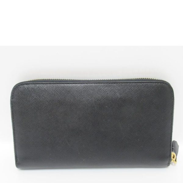 53112 2 Prada Saffiano Round Zipper Long Wallet Black