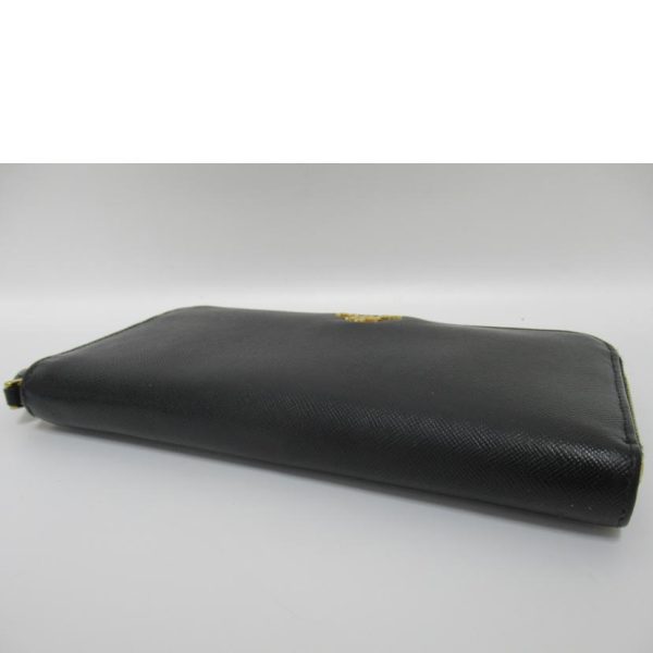 53112 3 Prada Saffiano Round Zipper Long Wallet Black