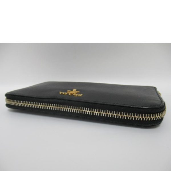 53112 4 Prada Saffiano Round Zipper Long Wallet Black