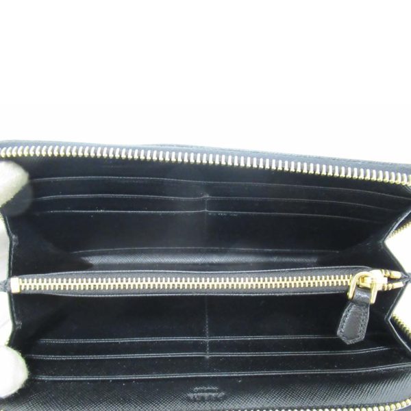 53112 5 Prada Saffiano Round Zipper Long Wallet Black