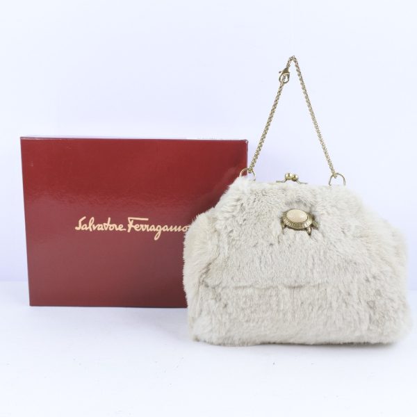 53140475 9 Salvatore Ferragamo Party Bag Other Bags Rabbit Fur Beige