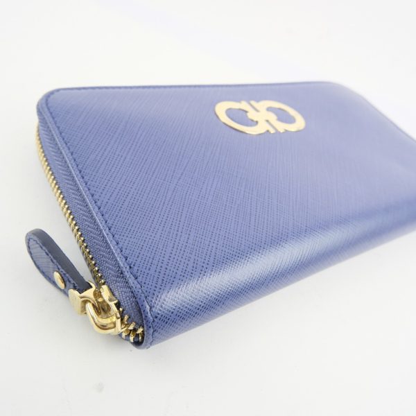 53150319 4 Salvatore Ferragamo Round Zipper Gancini PVC Purple Long Wallet