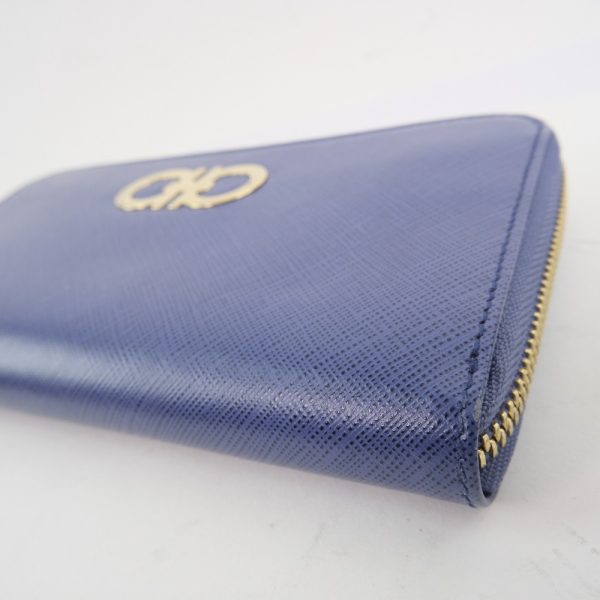 53150319 5 Salvatore Ferragamo Round Zipper Gancini PVC Purple Long Wallet