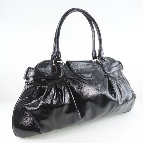 53150437 3 Salvatore Ferragamo Shoulder Bag Gancini Patent Leather Black Zipper