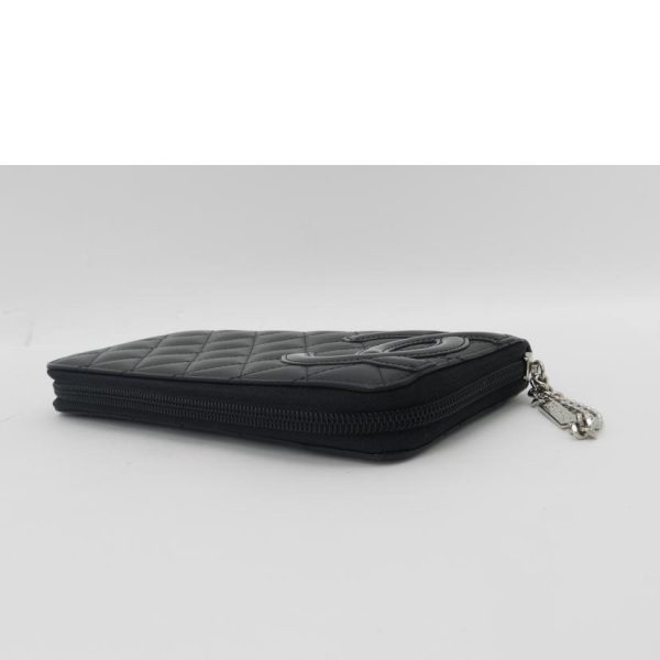 53198 4 Chanel Cambon Line Long Wallet Black