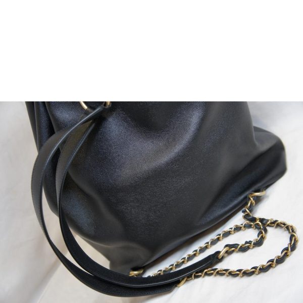 53204 5 Chanel Deauville Drawstring Backpack Black