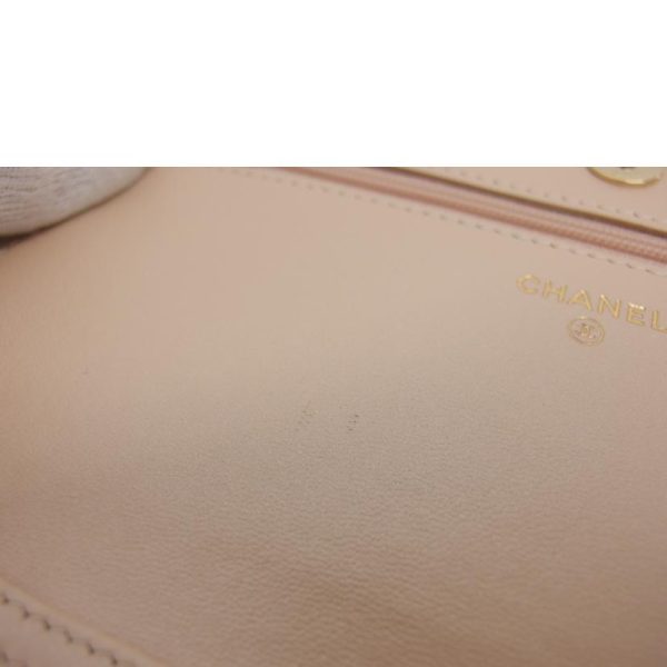 53246 10 Chanel Pearl Chain Wallet Metallic Pink