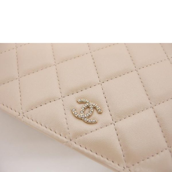 53246 4 Chanel Pearl Chain Wallet Metallic Pink