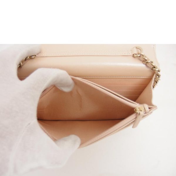 53246 8 Chanel Pearl Chain Wallet Metallic Pink