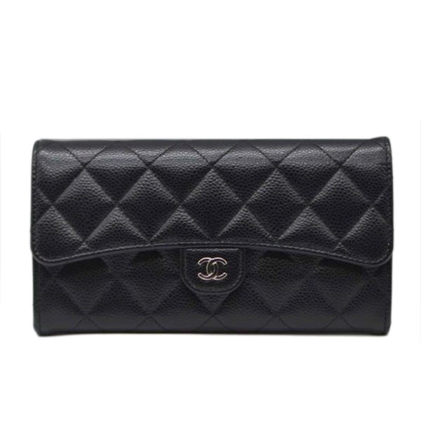 53249 1 Chanel Matelasse Classic Long Wallet Black