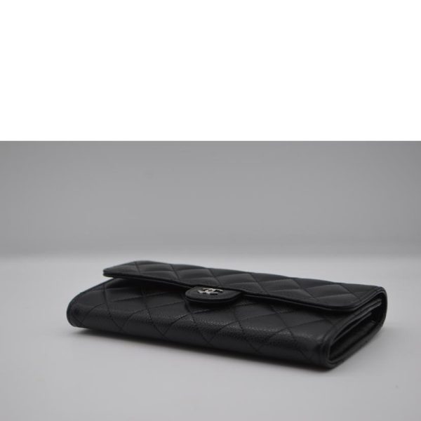 53249 3 Chanel Matelasse Classic Long Wallet Black