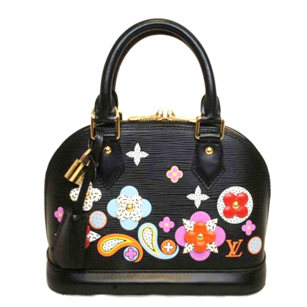 53402 1 Louis Vuitton Alma BB Handbag Flower Motif Epi Noir