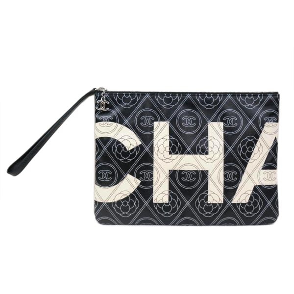 53447 1 Chanel Camellia Clutch Bag Black