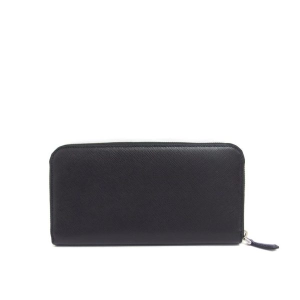 53536 2 Prada Saffiano Round Zipper Long Wallet Nero