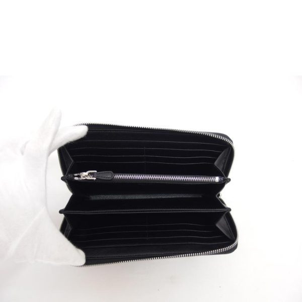 53536 4 Prada Saffiano Round Zipper Long Wallet Nero