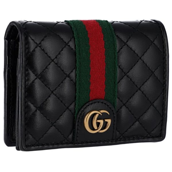 5364530ykbt1060 GUCCI GG Marmont Quilted Bifold Wallet Black