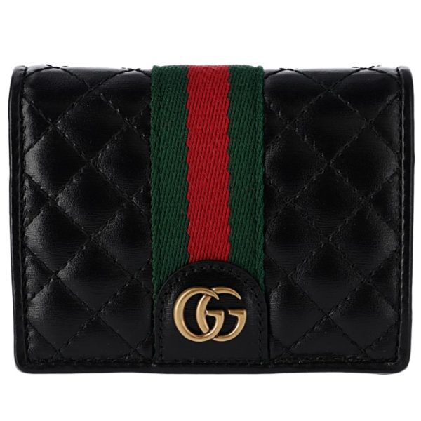 5364530ykbt1060 1 GUCCI GG Marmont Quilted Bifold Wallet Black