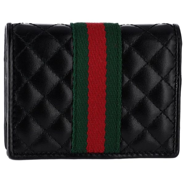 5364530ykbt1060 2 GUCCI GG Marmont Quilted Bifold Wallet Black