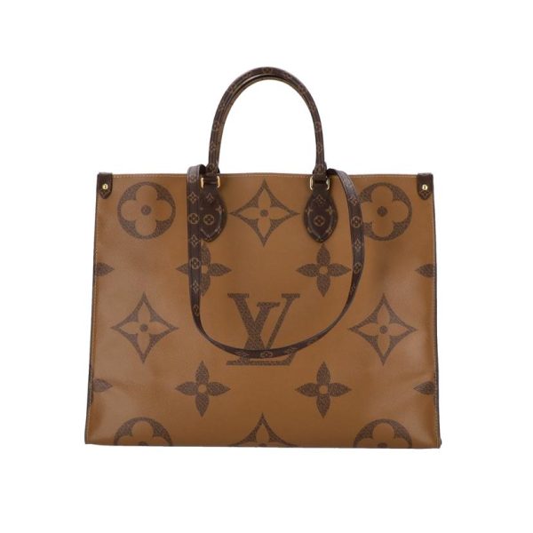 53716 2 Louis Vuitton On the Go GM Giant Monogram Reverse Handbag Brown