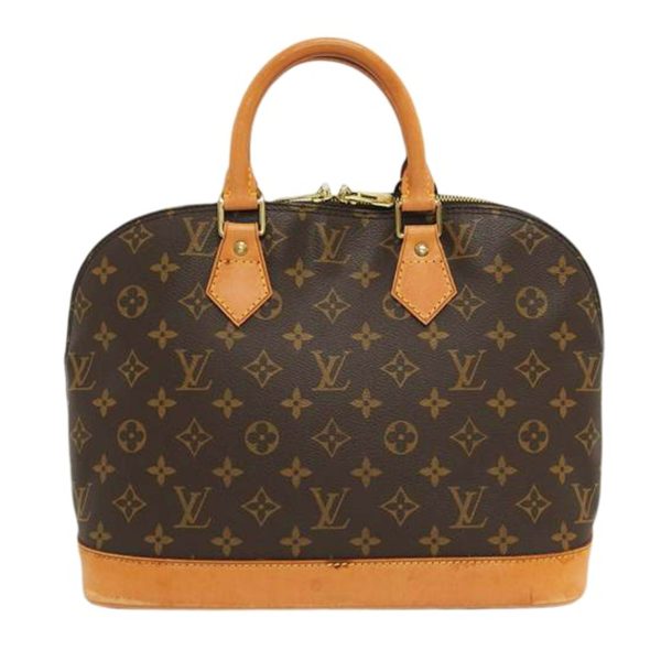 53761 1 Louis Vuitton Alma Monogram Satchel Bag Brown