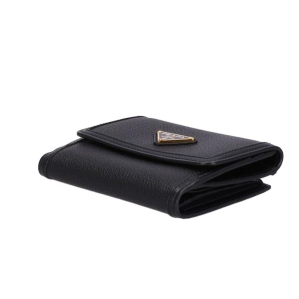 53841 3 Prada W Hook Compact Wallet Black