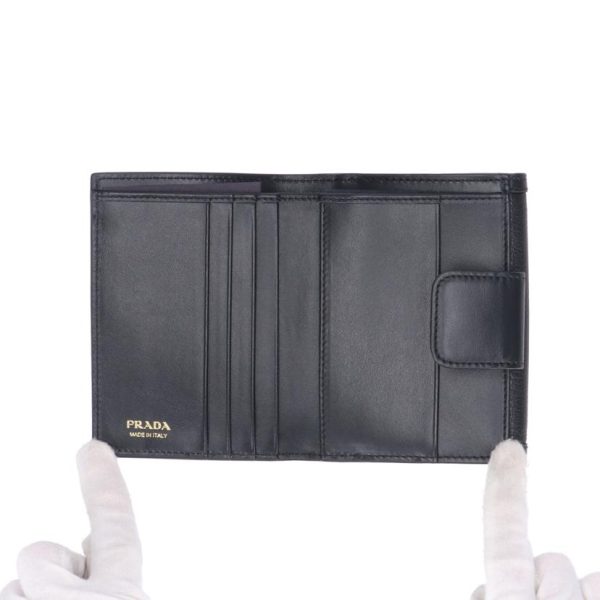 53841 4 Prada W Hook Compact Wallet Black