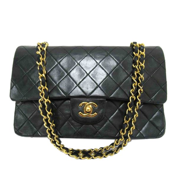 53884 1 Chanel W Flap Matelasse Chain Shoulder Bag Black