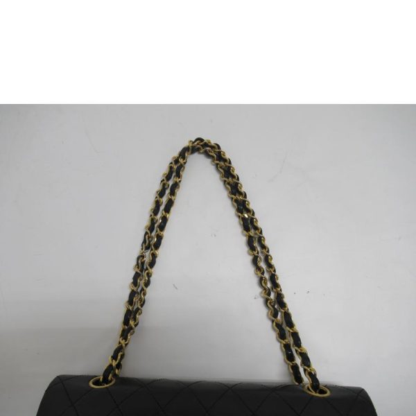 53884 4 Chanel W Flap Matelasse Chain Shoulder Bag Black