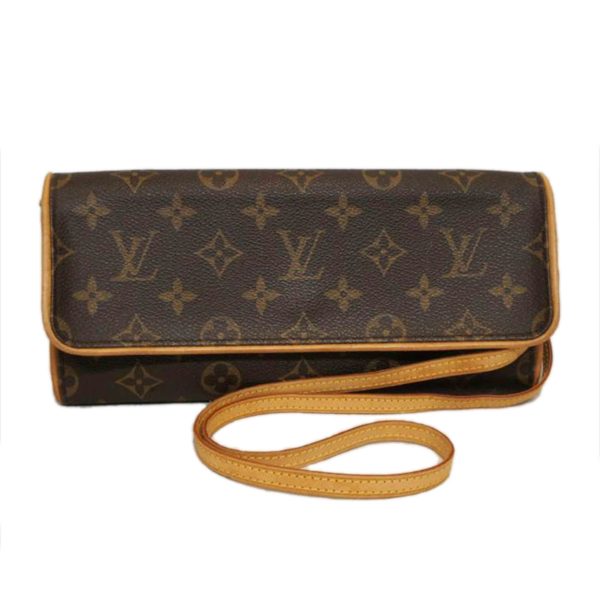 53907 1 Louis Vuitton Pochette Twin GM Monogram Clutch Bag Brown