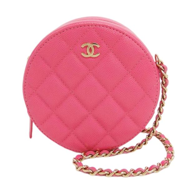 53952 1 Chanel Matelasse Caviar Chain Pouch Pink