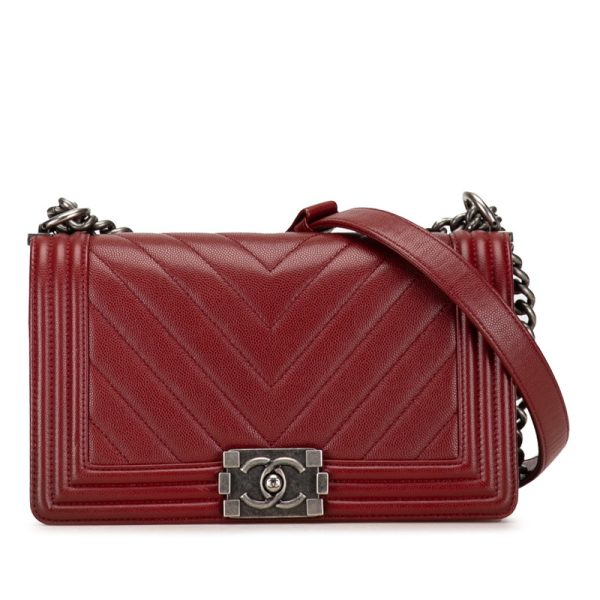 53rhvniixmy2juqx 1 CHANEL Boy Chanel 25 V stitch chain shoulder bag wine red caviar skin