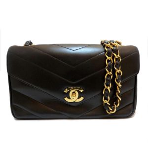 54051 01 Chanel Top Handle Chain Shoulder Mini Bag Black