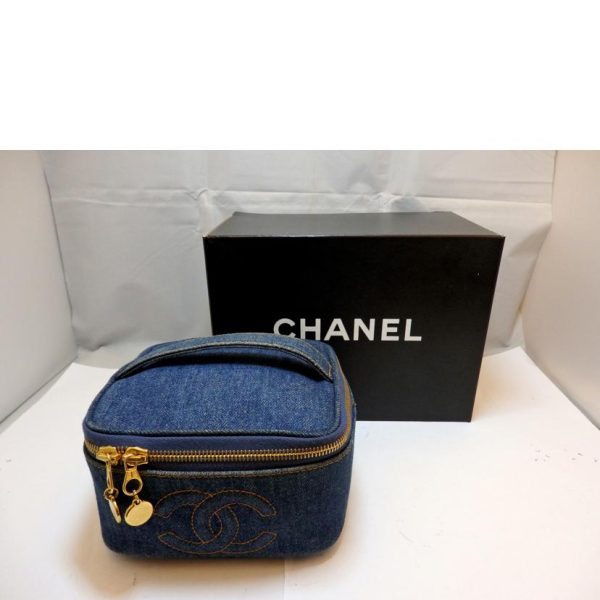 54068 09 Chanel Cocomark Vanity Bag Blue Denim